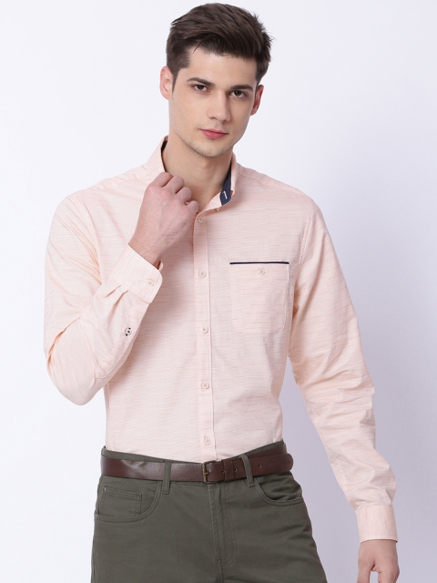 

THE BEAR HOUSE Men Orange Sport Slim Fit Self Design Formal Shirt