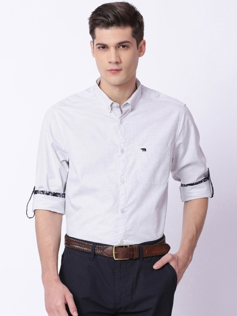 

THE BEAR HOUSE Men Grey Sport Slim Fit Self Design Formal Shirt