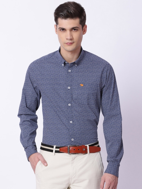 

THE BEAR HOUSE Men Blue Sport Slim Fit Printed Formal Shirt