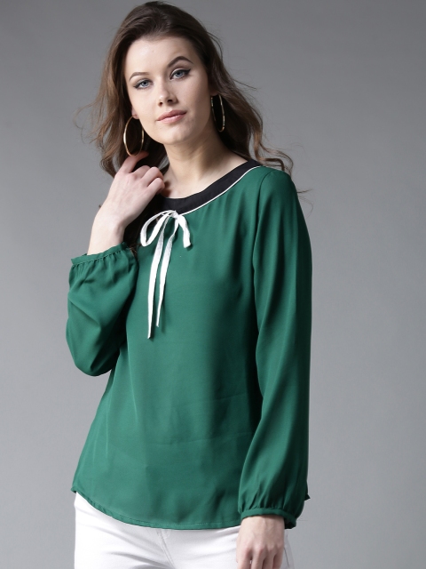 

Moda Rapido Women Green Solid Top