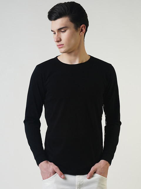 

Blue Saint Men Black Solid Round Neck T-shirt