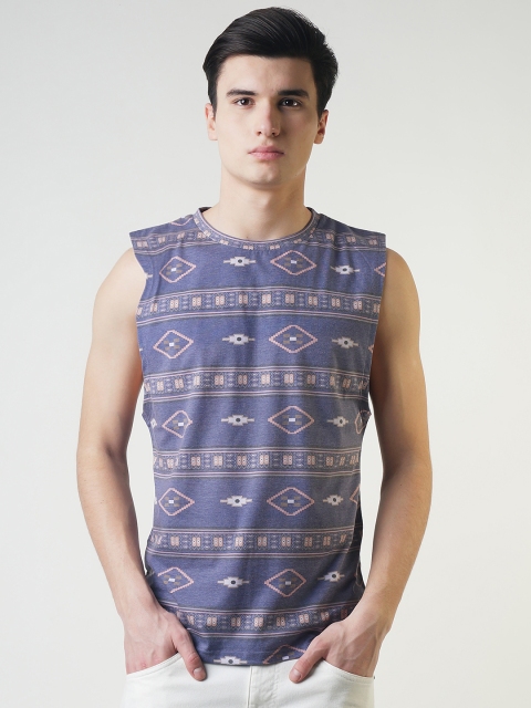 

Blue Saint Men Blue Printed Round Neck T-shirt