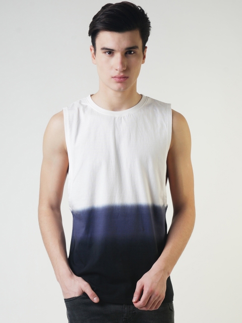 

Blue Saint Men White Colourblocked Round Neck T-shirt