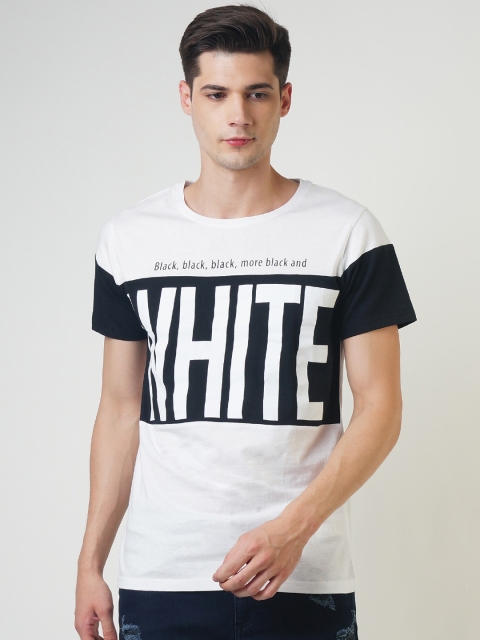

Blue Saint Men White Printed Round Neck T-shirt