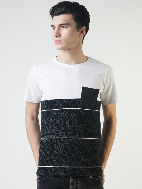 

Blue Saint Men White Printed Round Neck T-shirt