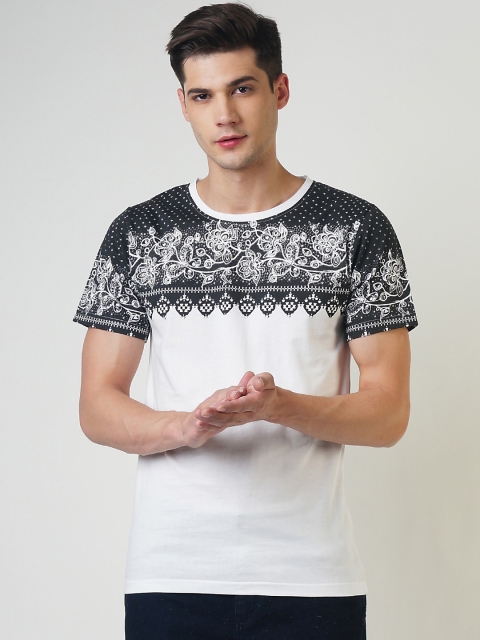 

Blue Saint Men White Printed Round Neck T-shirt