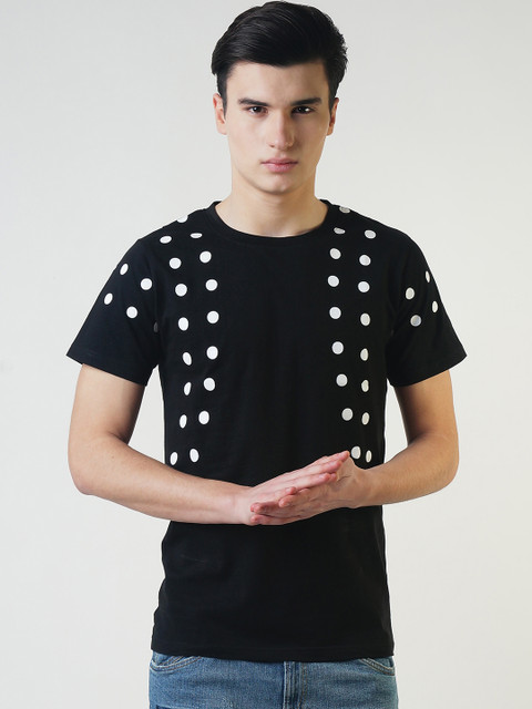 

Blue Saint Men Black Printed Round Neck T-shirt