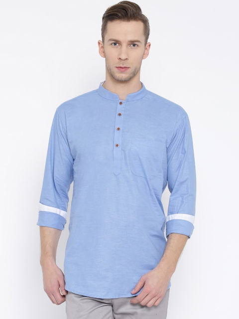 

DENNISON Men Blue Solid Straight Kurta