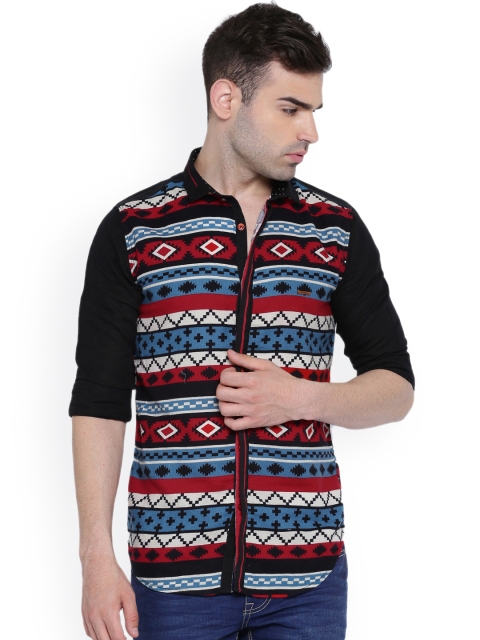 

WITH Men Multicoloured Smart Slim Fit Self Design Casual Shirt, Multi
