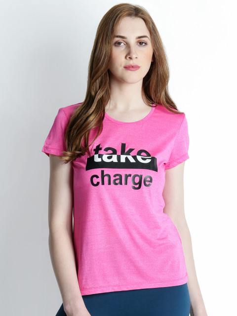 

Ajile by Pantaloons Women Pink Printed Round Neck T-shirt