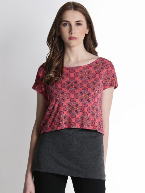 

Ajile by Pantaloons Women Pink Printed Layered Top