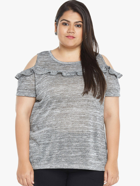 

ALTOMODA by Pantaloons Plus Size Women Silver-Toned Solid Top
