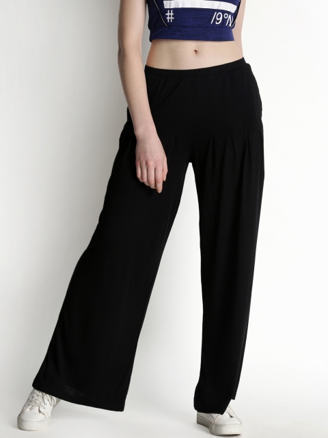 

Ajile by Pantaloons Women Black Flared Solid Palazzos