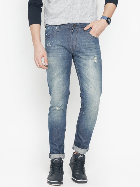 

IVOC Men Blue Slim Fit Mid-Rise Low Distress Jeans