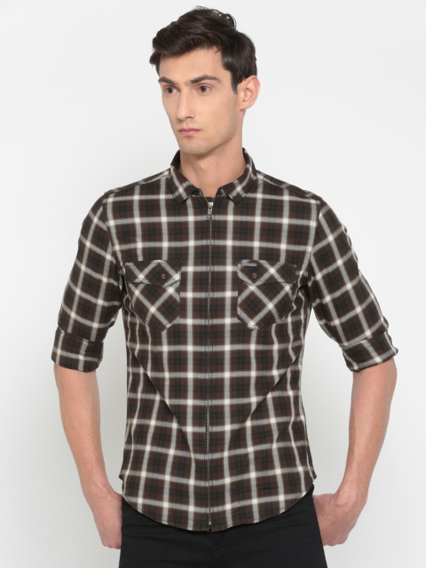

Indigo Nation Street Men Brown Slim Fit Checked Casual Shirt