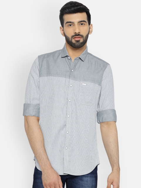 

Indigo Nation Street Men Blue Slim Fit Striped Casual Shirt