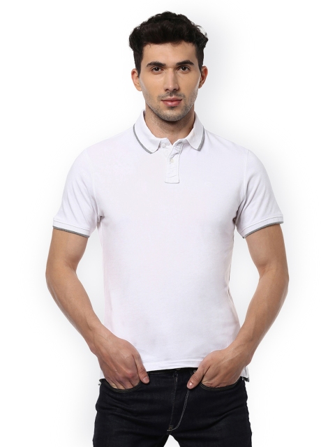 

Peter England Casuals Men White Solid Polo Collar T-shirt