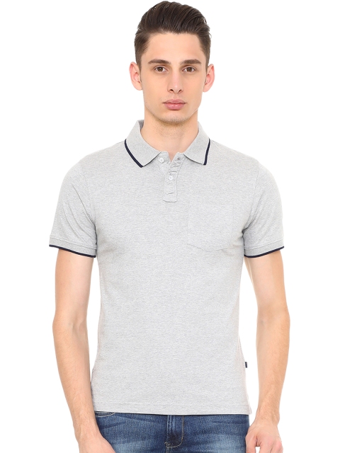 

Peter England Casuals Men Grey Solid Polo Collar T-shirt