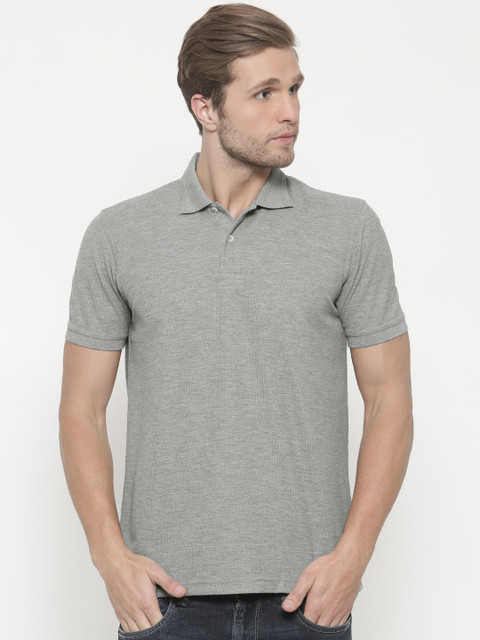 

Peter England Men Grey Solid Polo T-shirt