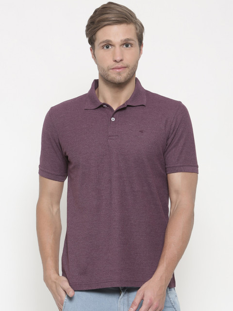 

Peter England Casuals Men Purple Solid Polo Collar T-shirt