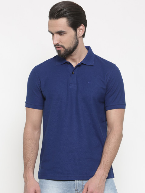 

Peter England Men Blue Solid Polo Collar T-shirt