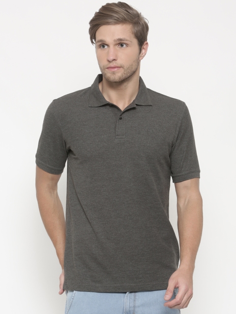 

Peter England Men Charcoal Grey Solid Polo T-shirt