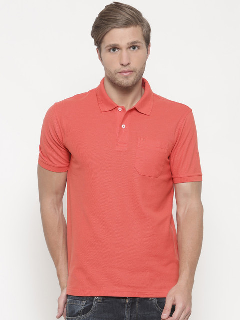 

Peter England Men Coral Solid Polo T-shirt
