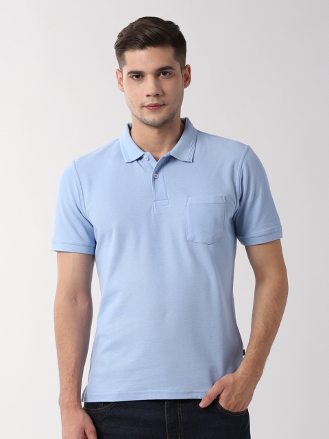 

Peter England Men Blue Solid Polo Collar T-shirt