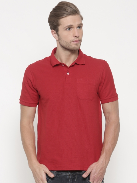 

Peter England Men Red Solid Polo T-shirt