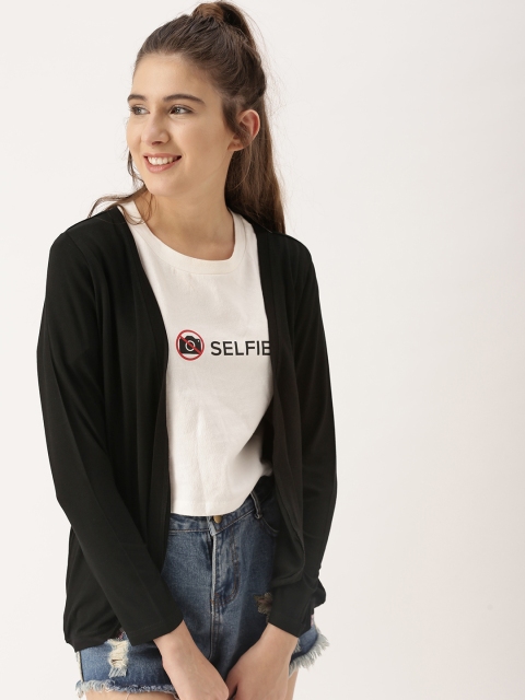 

DressBerry Black Solid Open Front Shrug
