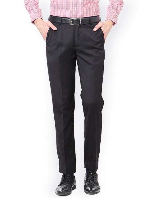 

Peter England Men Black Slim Fit Solid Formal Trousers