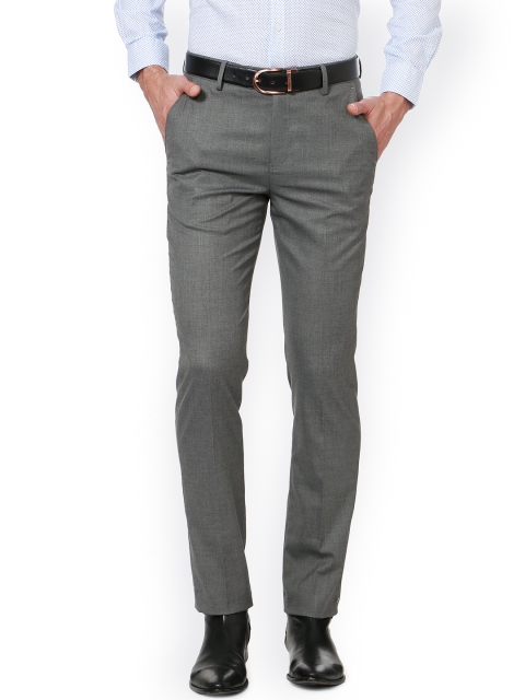 

Peter England Men Grey Slim Fit Solid Formal Trousers