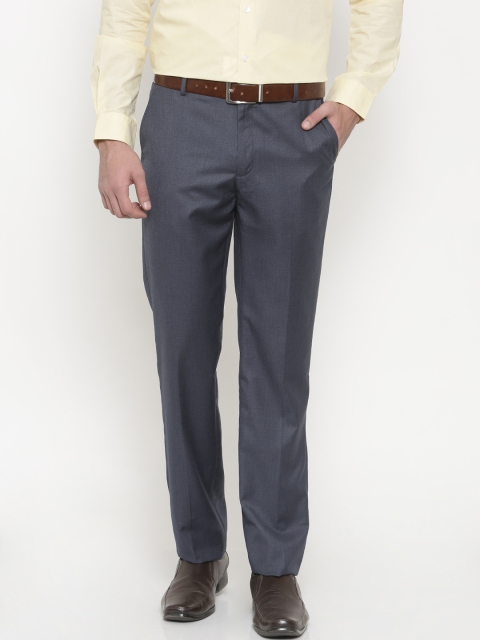 

Peter England Elite Men Blue Tailored Fit Solid Formal Trousers