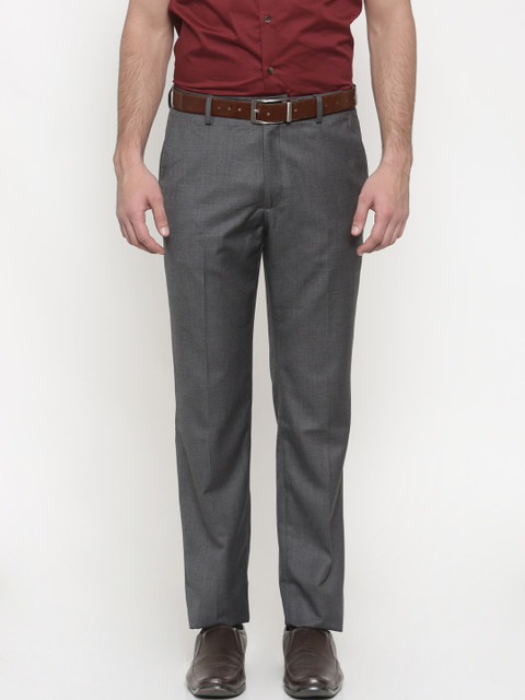 

Peter England Elite Men Grey Regular Fit Solid Formal Trousers