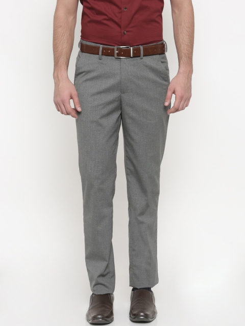 

Peter England Men Grey Slim Fit Solid Formal Trousers