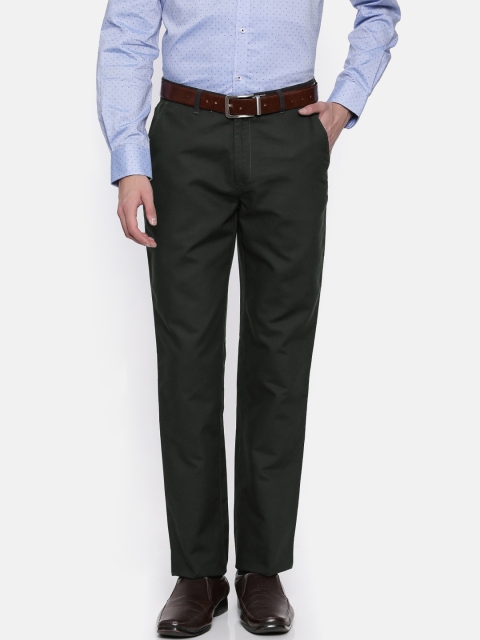 

Peter England Men Charcoal Grey Slim Fit Solid Formal Trousers
