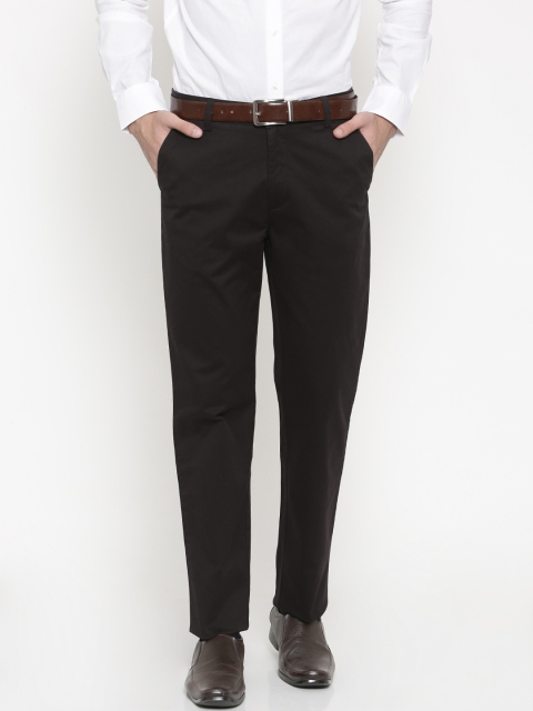 

Peter England Men Black Slim Fit Solid Formal Trousers