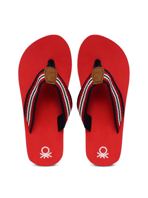 

United Colors of Benetton Women Red & Navy Striped Thong Flip-Flops
