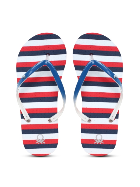 

United Colors of Benetton Women Blue & Red Striped Thong Flip-Flops