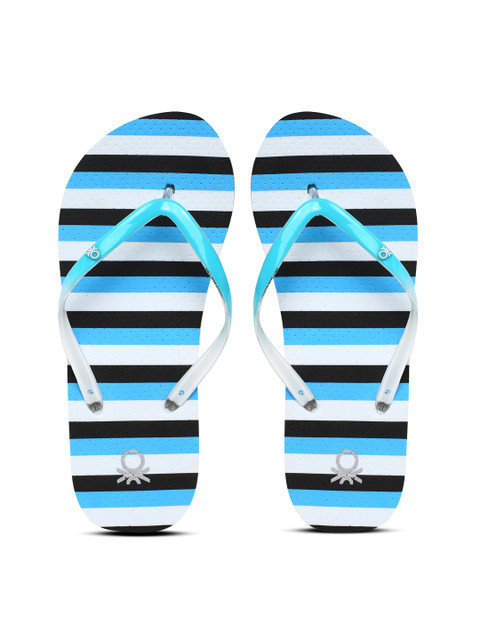 

United Colors of Benetton Women Blue & Black Striped Thong Flip-Flops