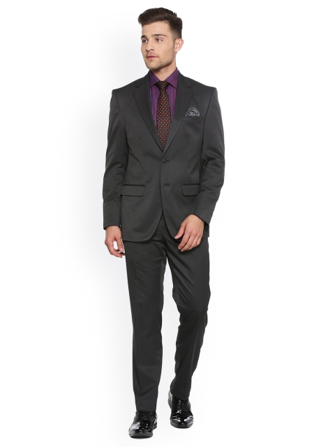 

Peter England Men Charcoal Solid Single-Breasted Formal Suit