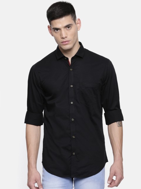 

Peter England Casuals Men Black Slim Fit Solid Casual Shirt