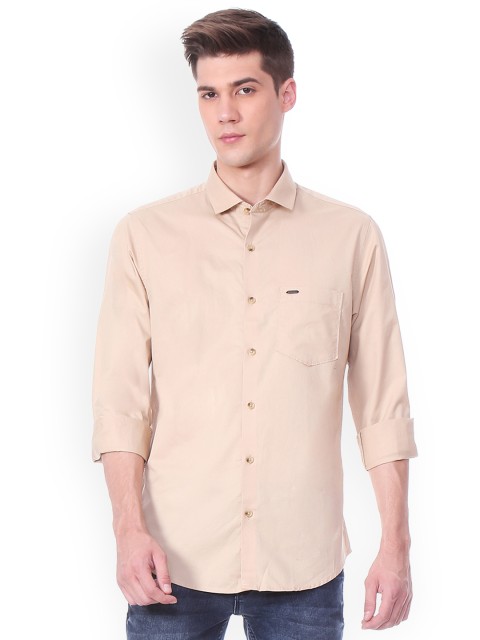 

Peter England Casuals Men Beige Slim Fit Solid Casual Shirt
