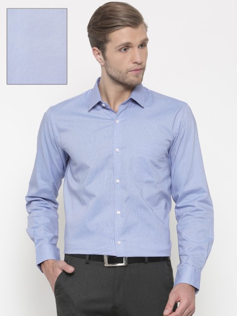 

Peter England Men Blue Nuvo Slim Fit Self Design Formal Shirt