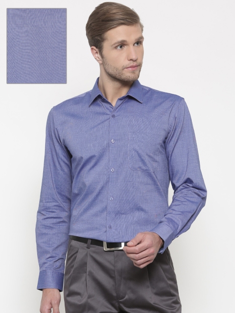 

Peter England Men Blue Slim Fit Self Design Formal Shirt