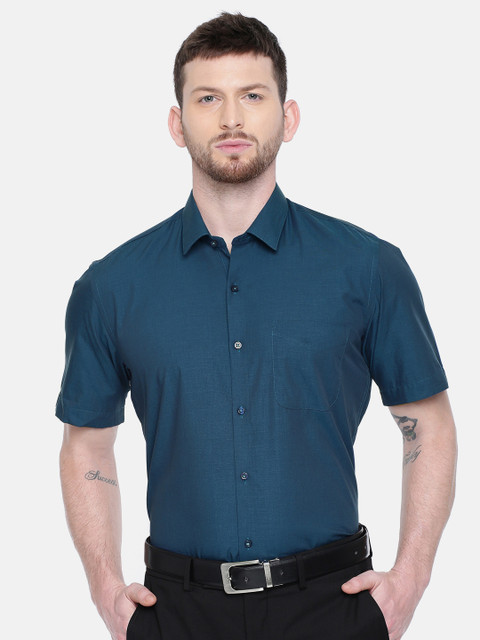

Peter England Men Teal Blue Nuvo Regular Fit Solid Formal Shirt