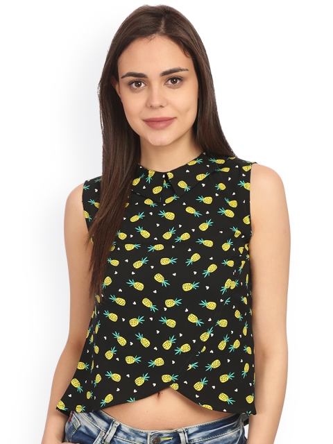 

Alom Women Black Conversational Printed Crop Top