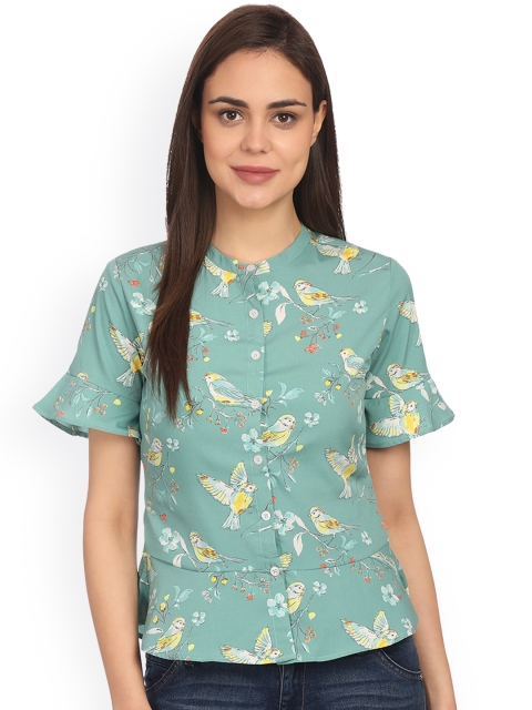 

Alom Women Blue Printed Shirt Style Top