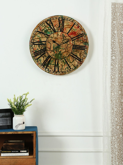 

RANGRAGE Multicoloured Handcrafted Round Printed Analogue Wall Clock, Multi