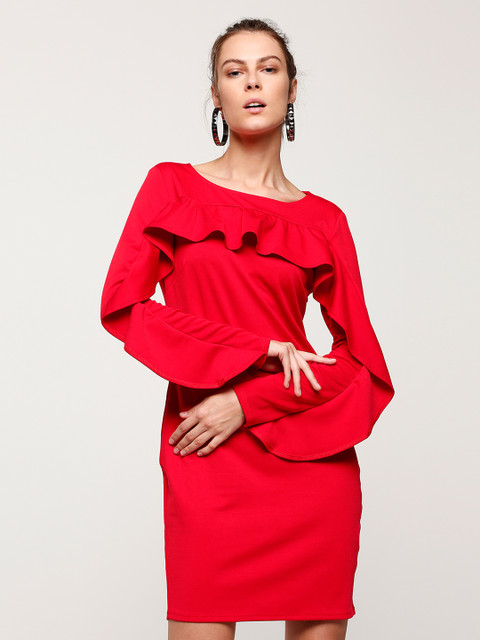 

Splash Women Red Solid Sheath Dress
